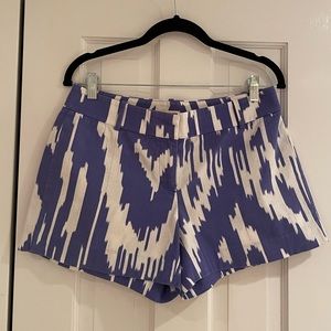 J. Crew ikat print shorts in blue and white
